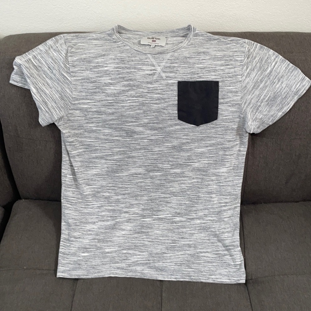 Bellfield Heather Grey Black Pocket Tee
